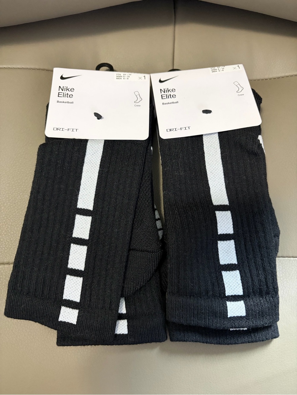 BNWT NIKE ELITE BASKETBALL CREW SOCKS 2 PAIRS #SX7622-013 BLACK US MEDIUM (M)